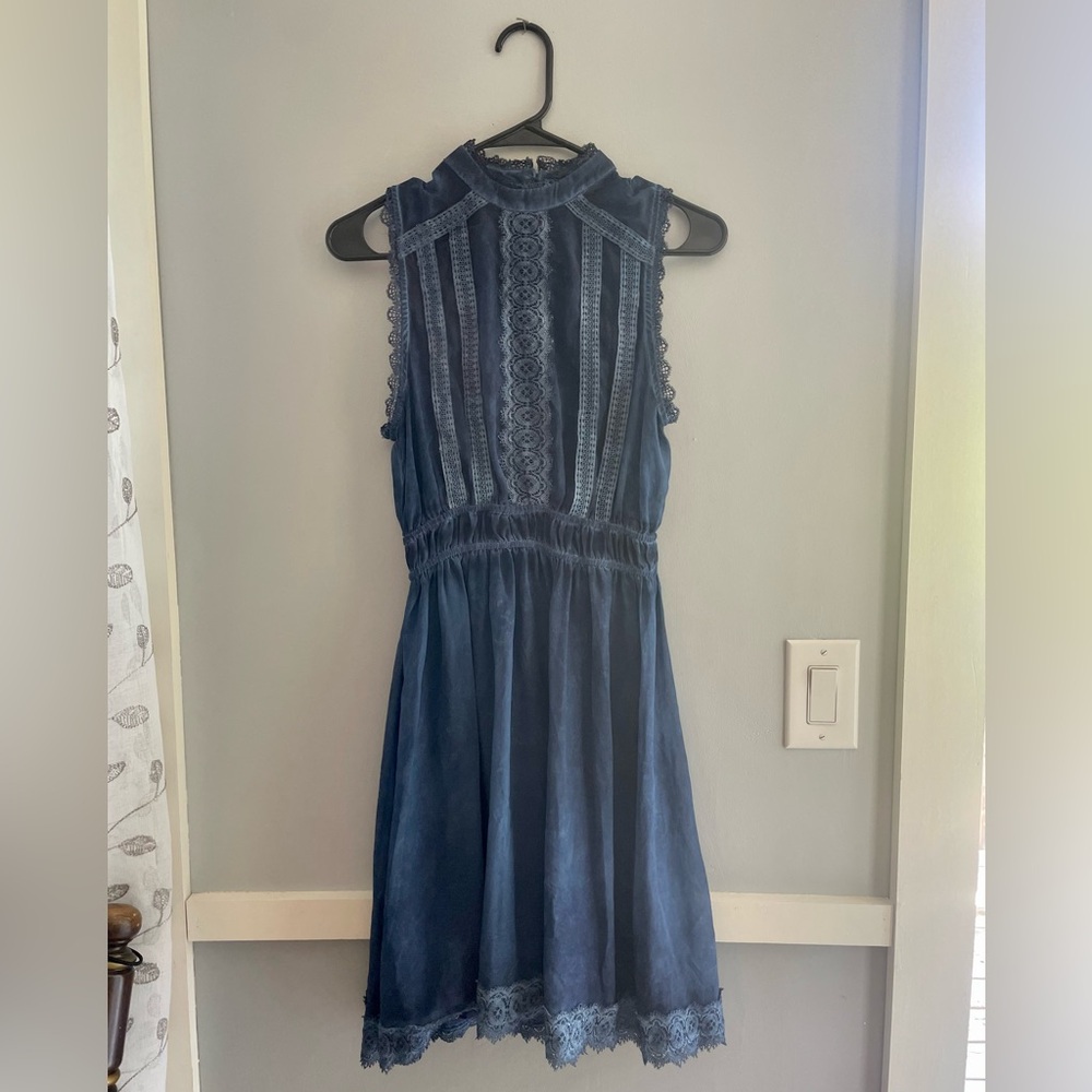 Altar'd State Navy Lace-Panel Sleeveless Dress